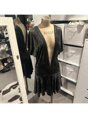 Ultra-Rare Plein Sud Jeans Adjustable Zip Velvet Mini Dress